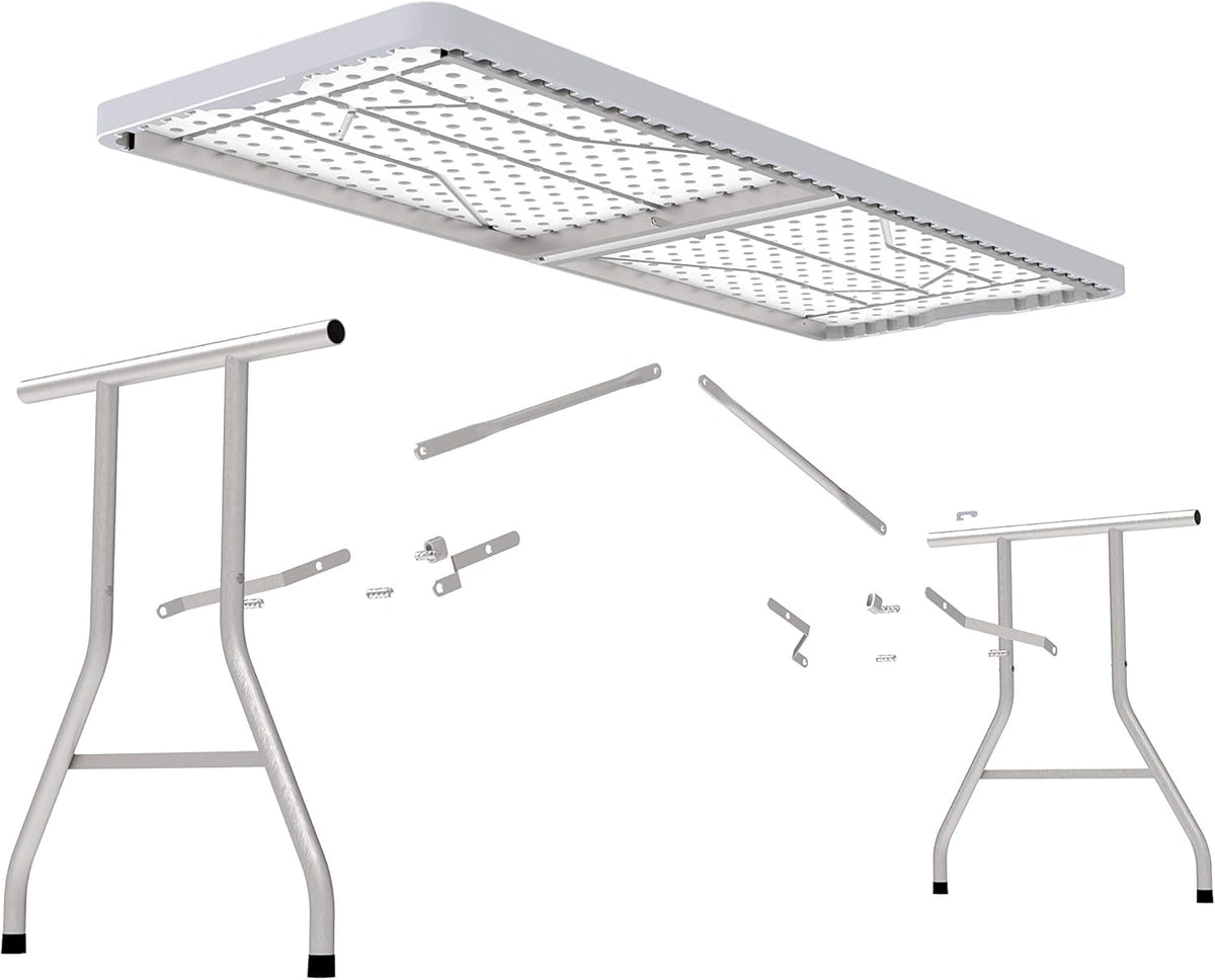 White 4 Foot Folding Utility Table with Carrying Handle A63410