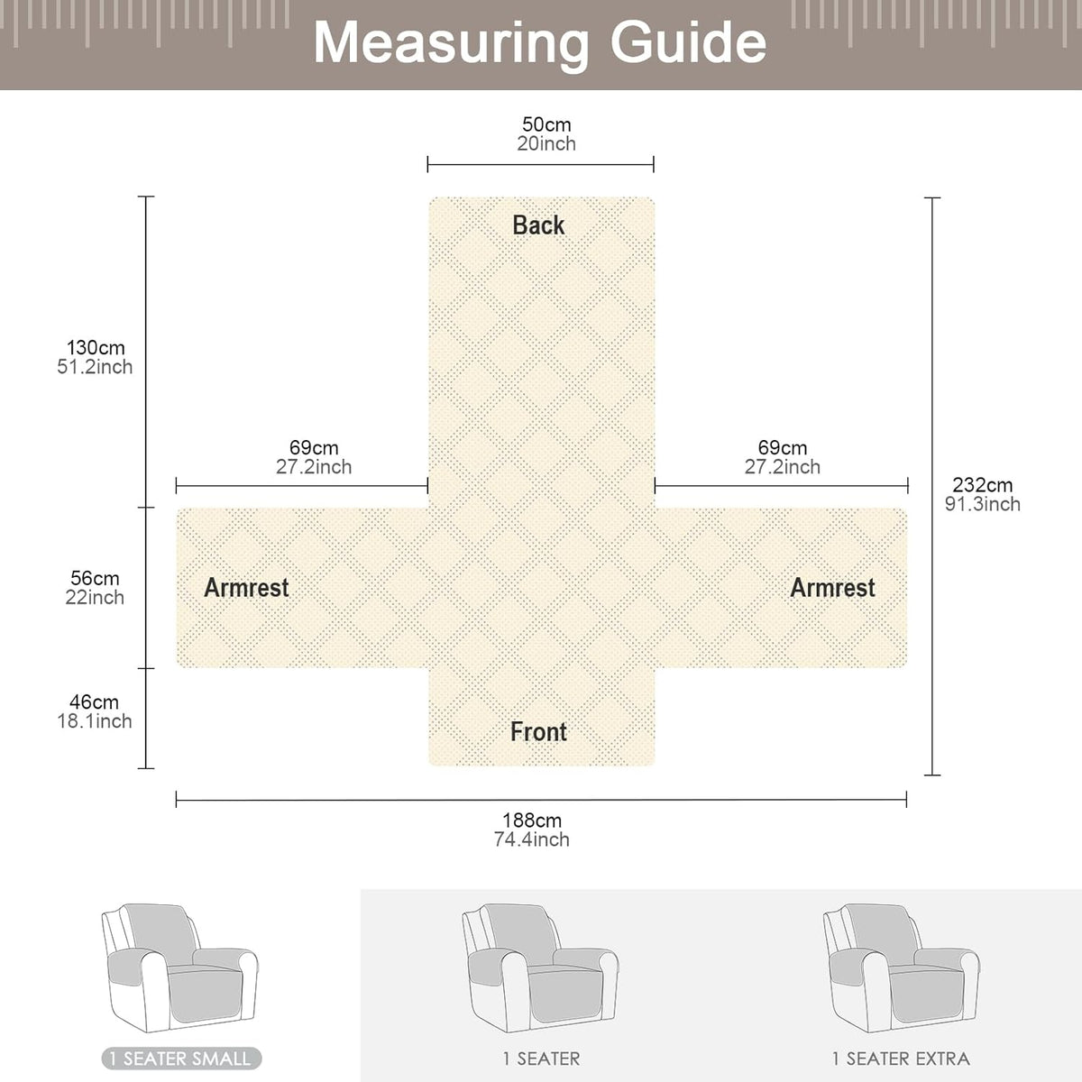 Light Brown Waterproof Recliner Chair Cover G688879