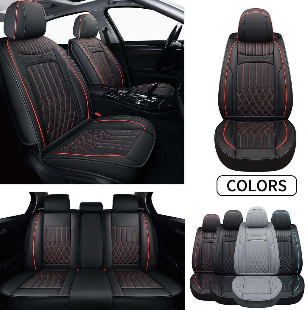 Universal Car Seat Covers Full Set Black/Red H6972