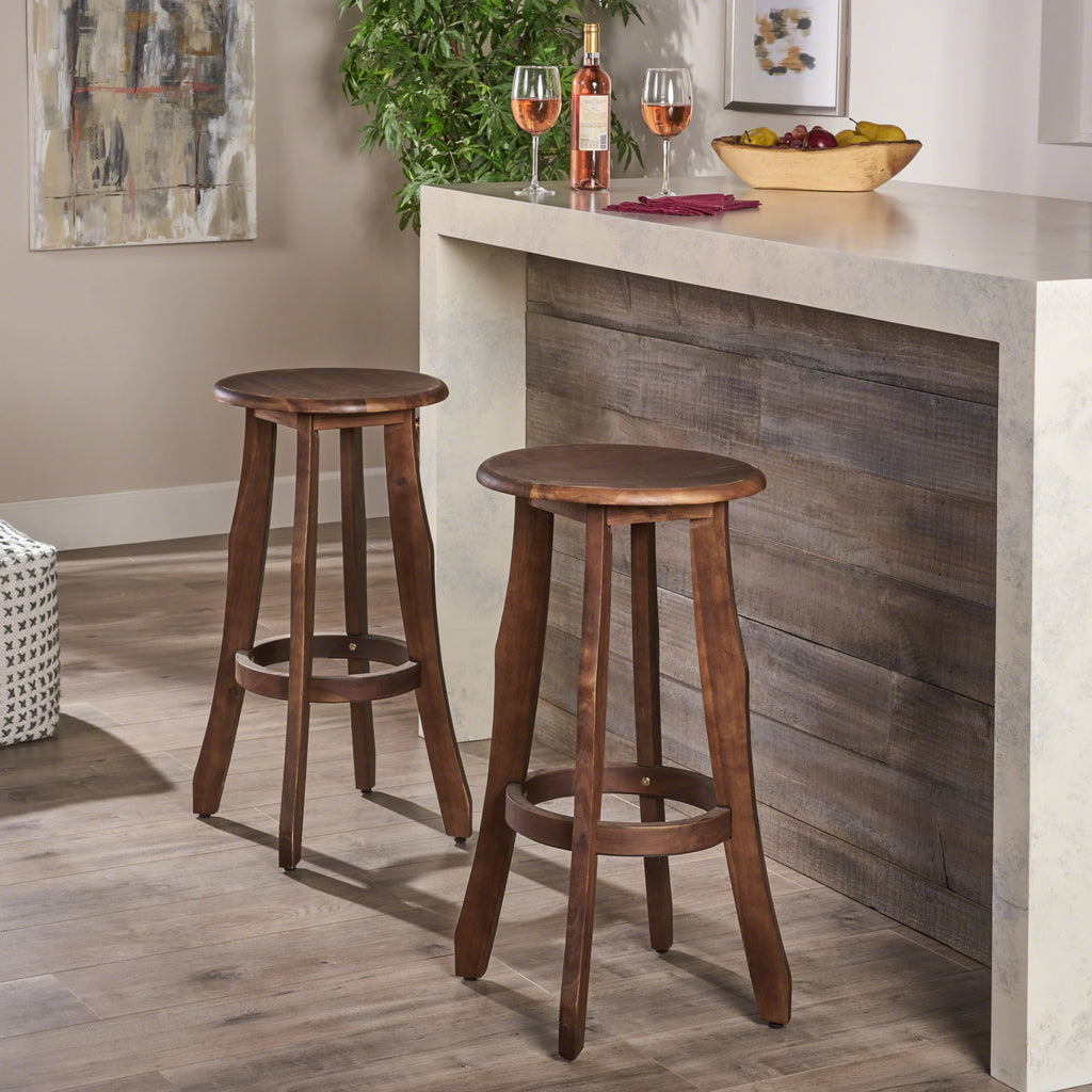 Acacia Wood Barstools, Set of 2, Dark Brown Z55409