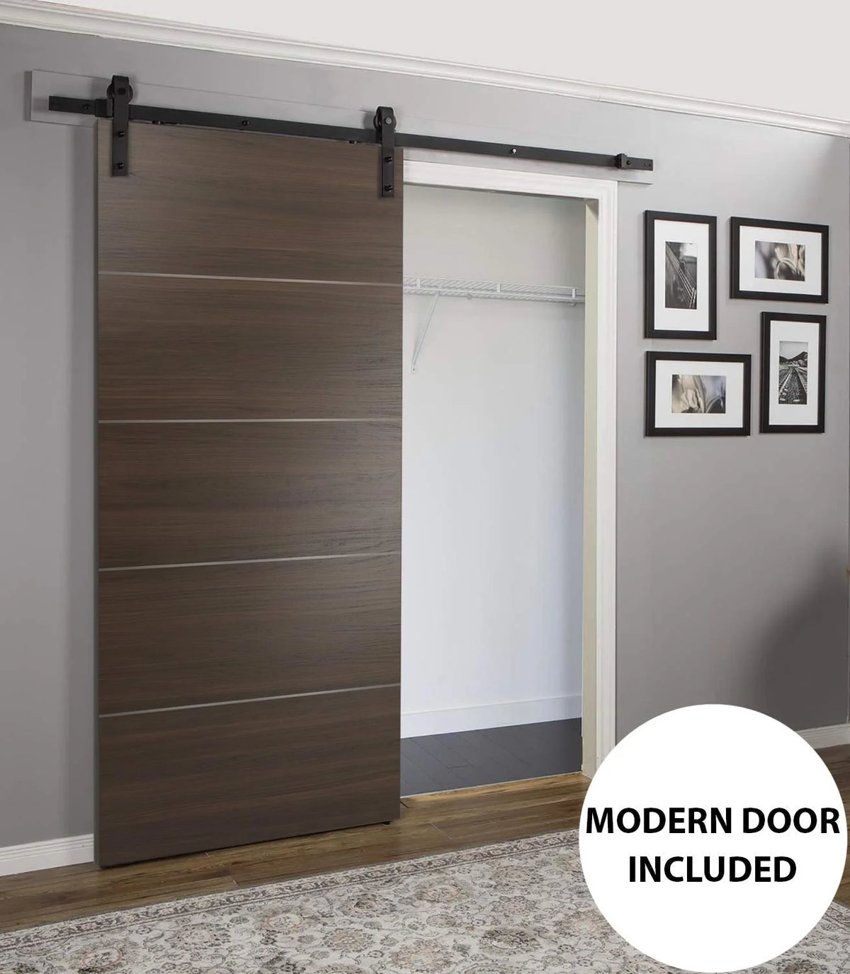 Brown Sliding Barn Door 24 x 80 with 6.6FT Track V68164