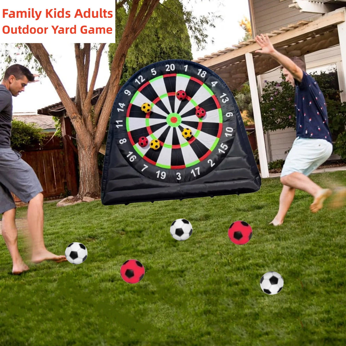 10FT Tall Giant Inflatable Soccer Dart Board with 450w Blower, 8 Soccer Balls I67269
