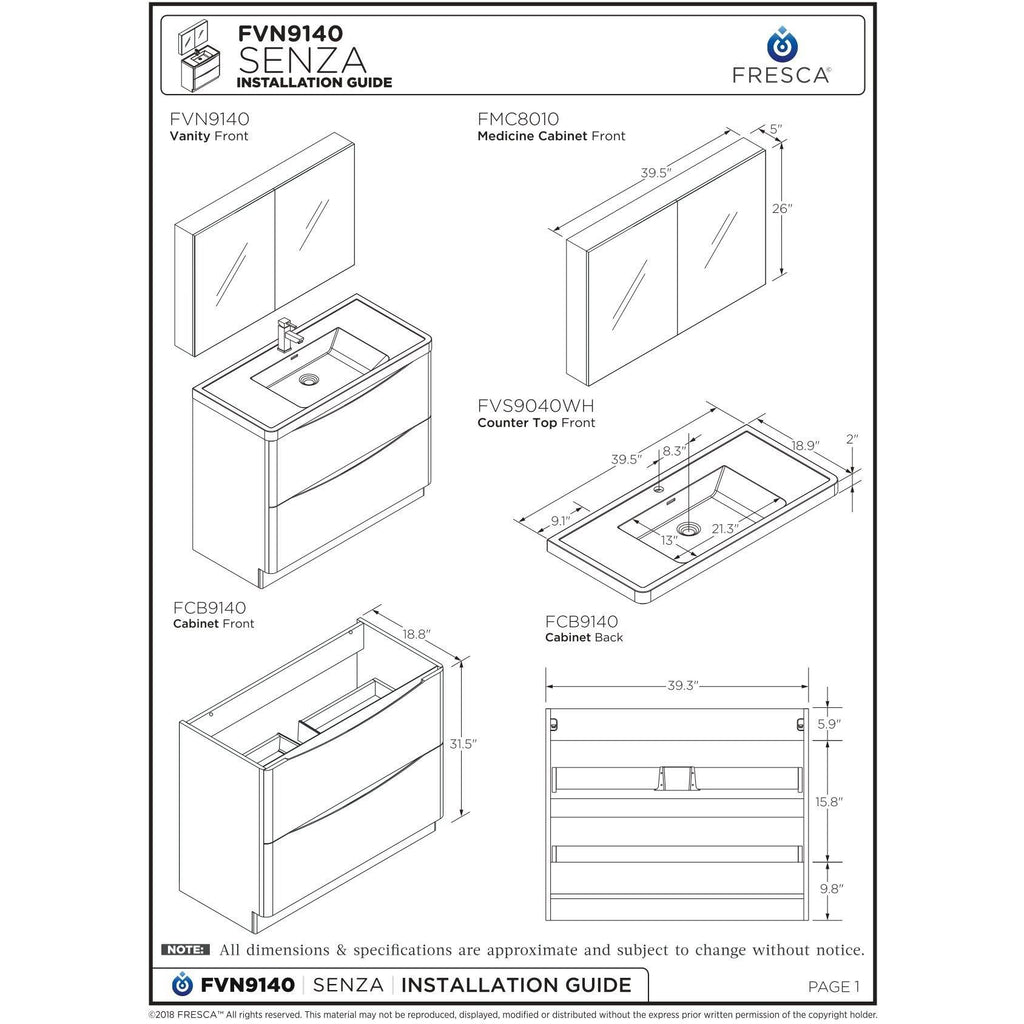 Glossy White Free Standing Bathroom Cabinet V1836