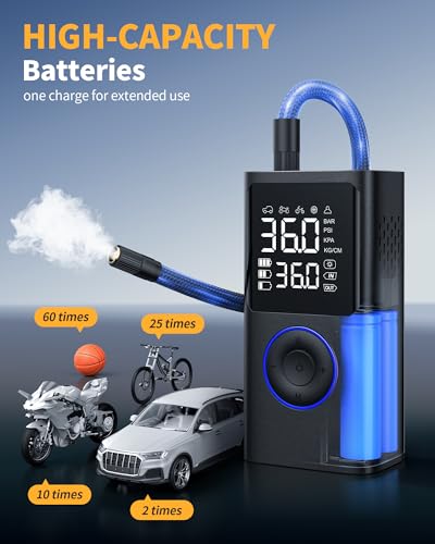 Portable Air Compressor, 150 PSI Cordless Bike Pump, Black D826