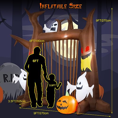 8FT Halloween Inflatable Dead Tree with Ghosts & Pumpkins L196848