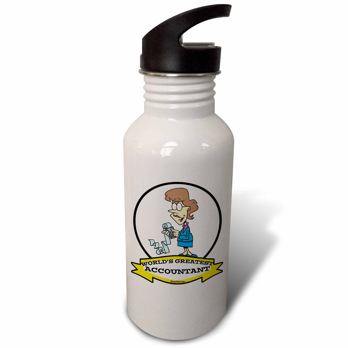 Funny Accountant Woman Cartoon 21 oz Sports Water Bottle D951