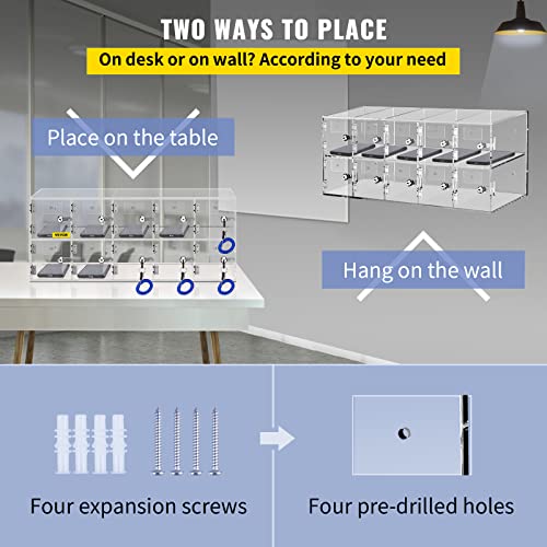 20 Slots Acrylic Wall-Mounted Cabinet with Door Locks and Keys A4646