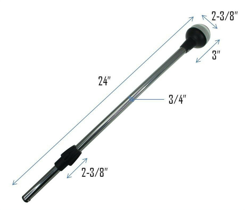 Boat LED All Round Anchor Light Pole 24" Collar Black Base Socket 2 Pins Wired 90 Degrees Q78393