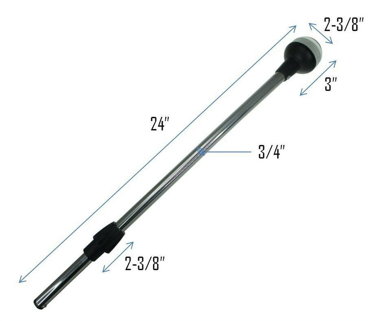 Boat LED All Round Anchor Light Pole 24" Collar Black Base Socket 2 Pins Wired 90 Degrees Q78393