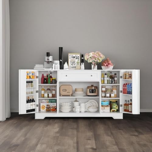 54" Black Wood Buffet Cabinet with Drawer S32066