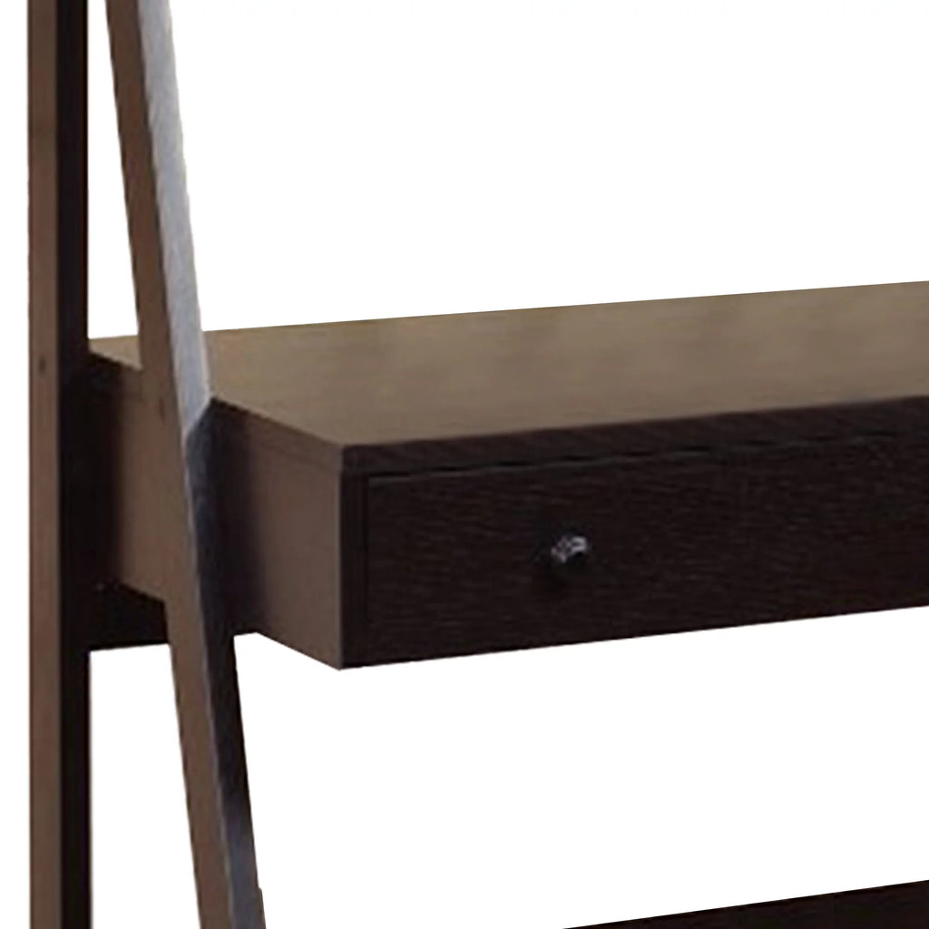 Brown Ladder Desk with 3 Shelves and 1 Drawer B25039