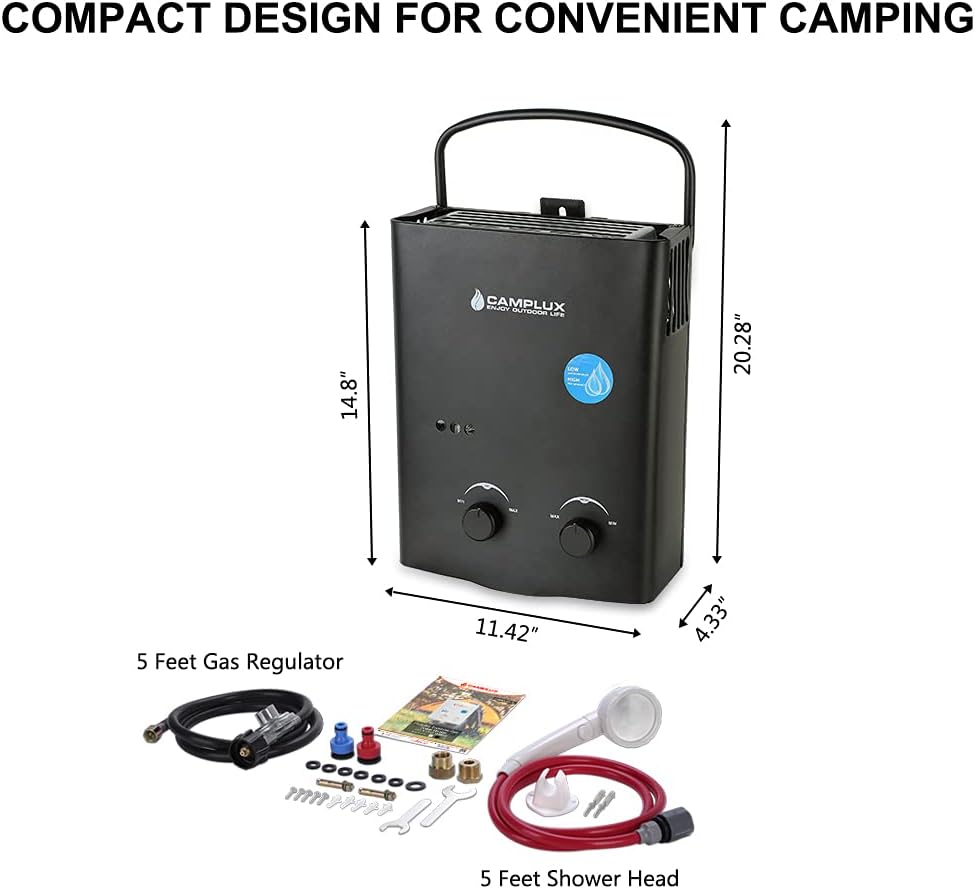 Black 1.32 GPM Outdoor Propane Gas Tankless Water Heater D5971