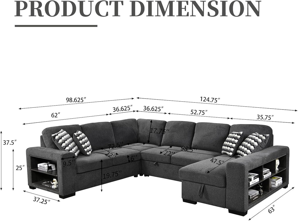 Grey Oversized Sectional Sofa with Storage G38922