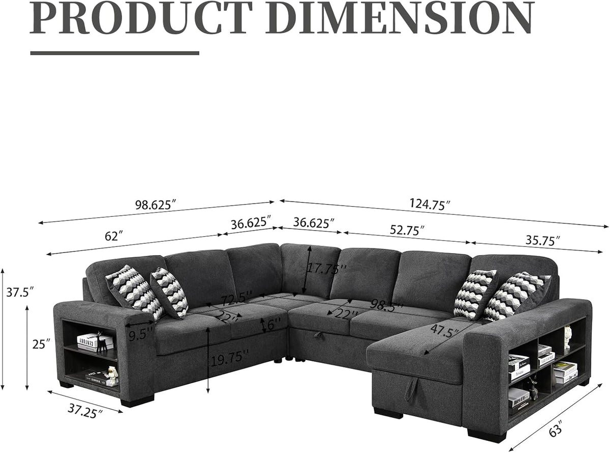 Grey Oversized Sectional Sofa with Storage G38922