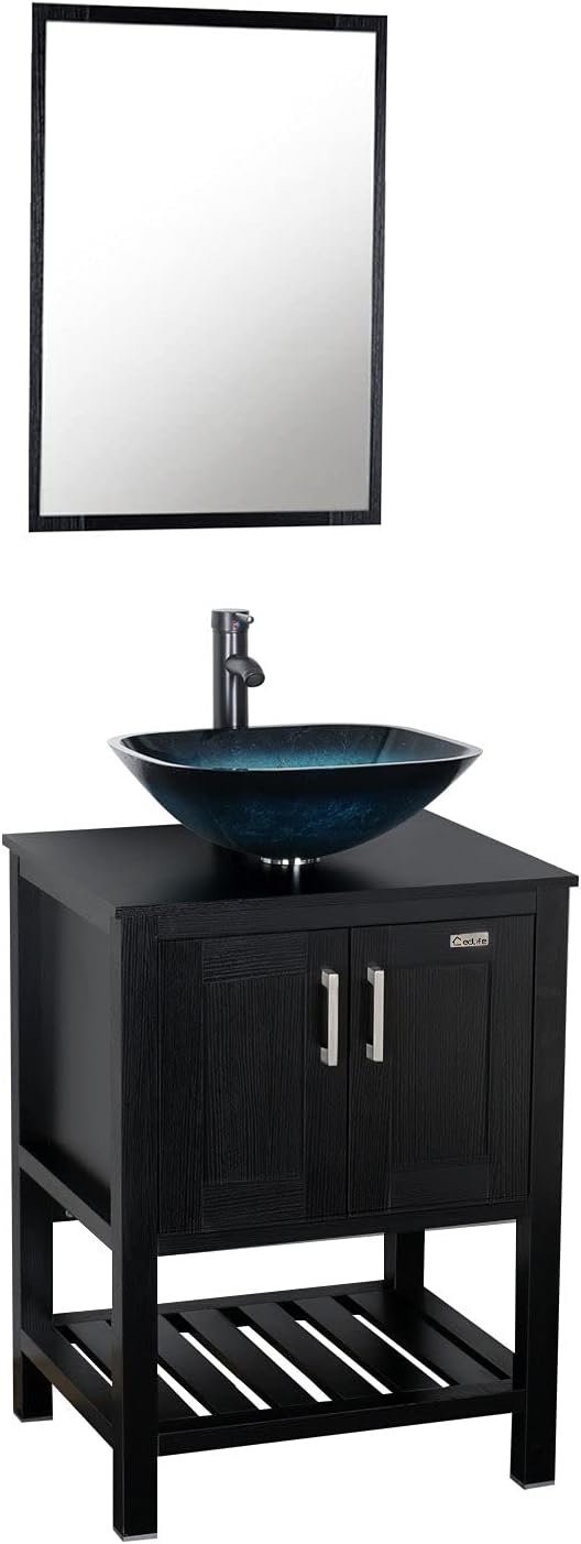 24 inch Bathroom Vanity with Ceramic Vessel Sink and Faucet A480