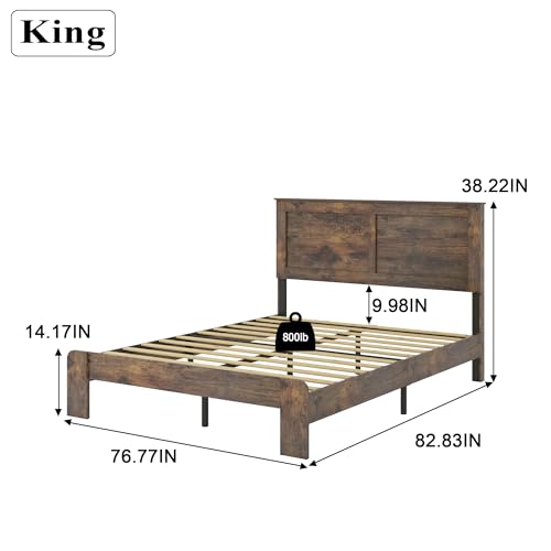 Queen Size Dark Brown Wood Platform Bed Frame N16340