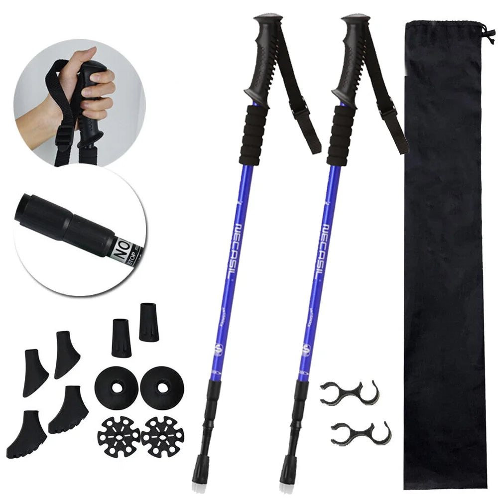 Blue Aluminum Quick Lock Trekking Poles G975