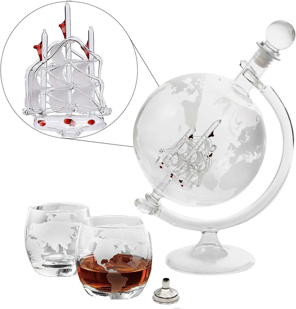 Handmade Whiskey Decanter Set with 2 Glasses and Funnel L231