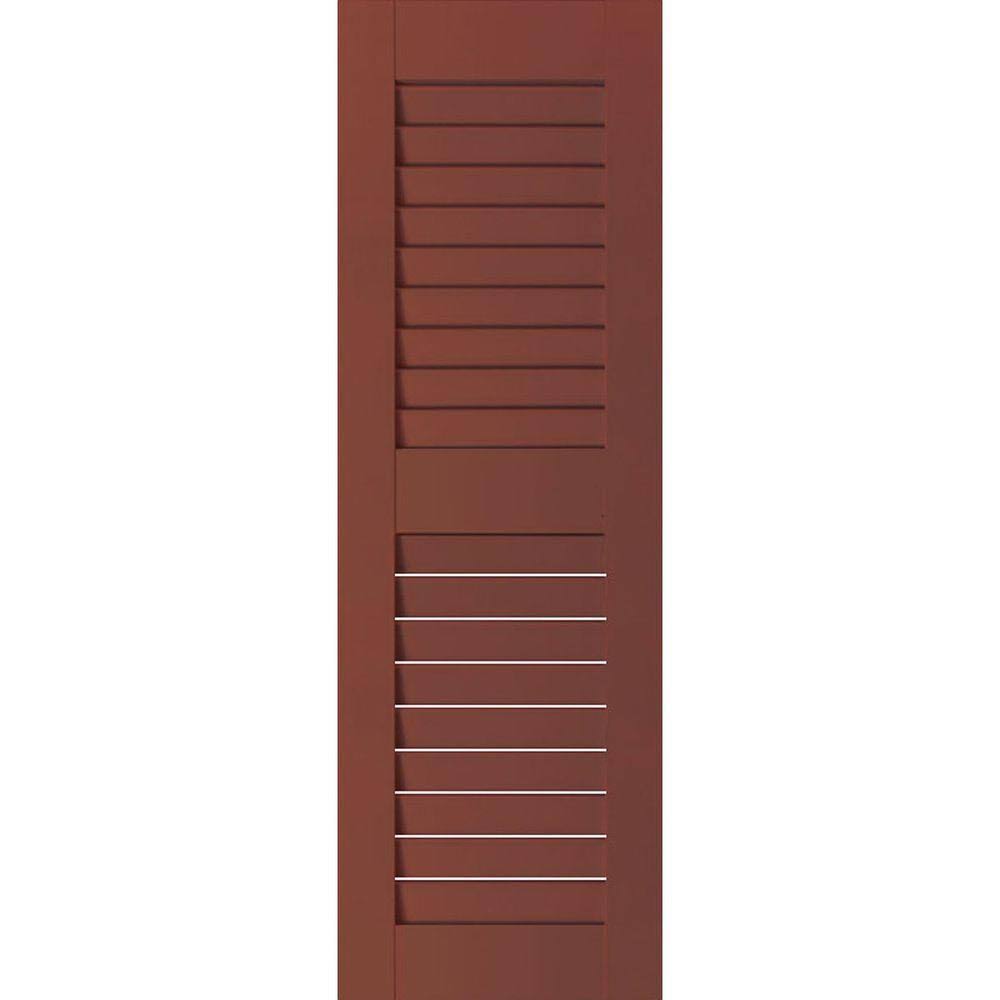 18 in. x 25 in. Real Wood Western Red Cedar Louvered Shutters Pair R664104
