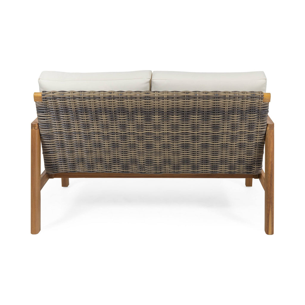 Acacia Wood Loveseat with Wicker Accents E990