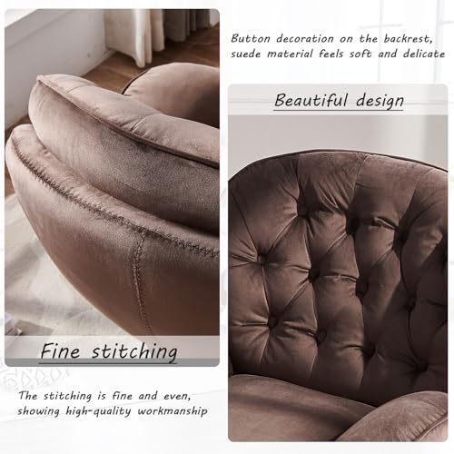 Velvet Swivel Accent Chair with Ottoman Set A3585