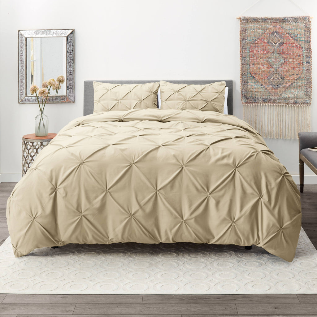 Cream California King Pinch Pleat Duvet Cover Set G52829