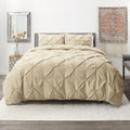 Cream California King Pinch Pleat Duvet Cover Set G52829