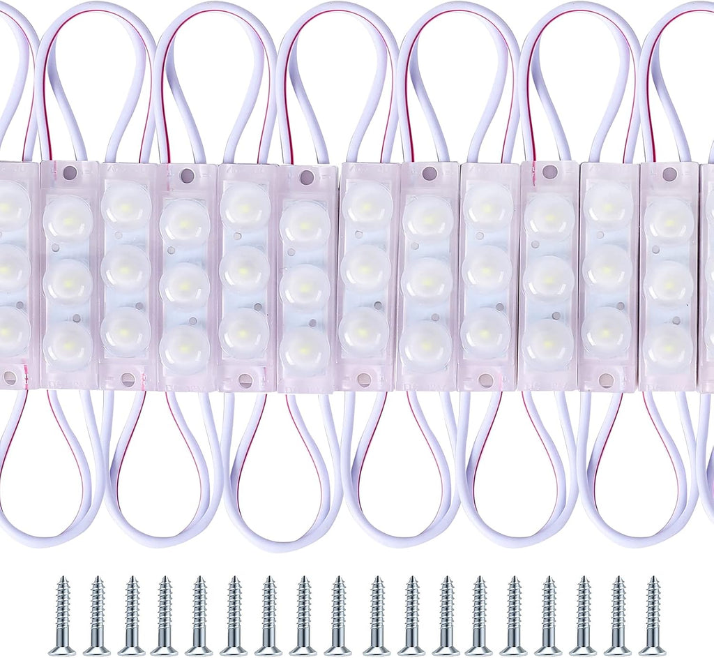 200 Pcs Waterproof LED Module Lights, 0.72W DC12V 6500K, White Light Pack of 2 E8859