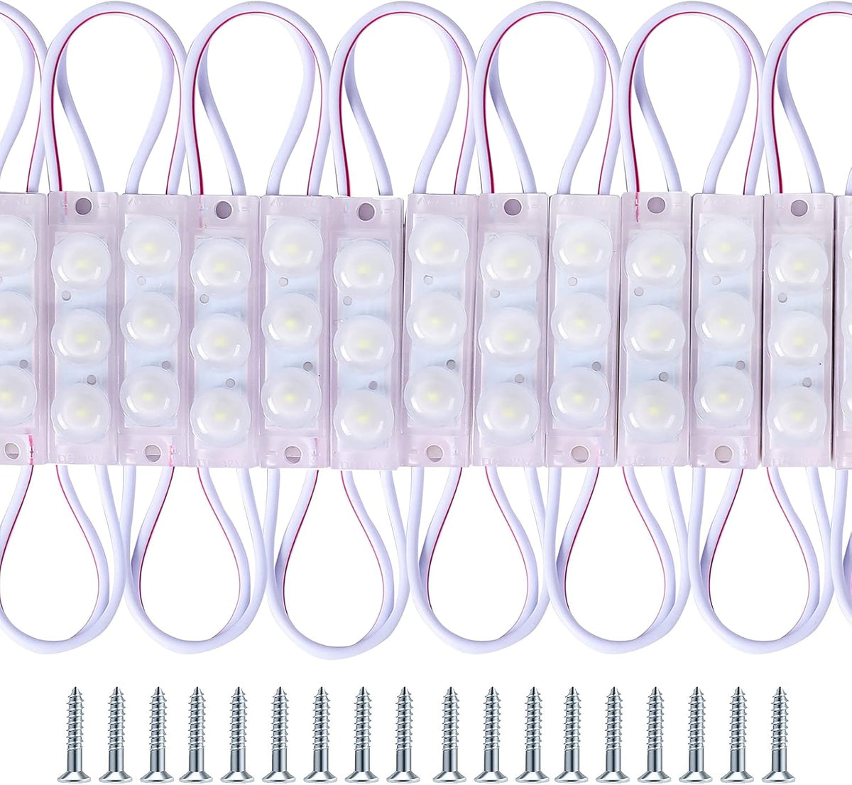 200 Pcs Waterproof LED Module Lights, 0.72W DC12V 6500K, White Light Pack of 2 E8859
