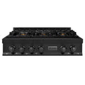 36 in. 6 Burner Gas Rangetop in Black Stainless Steel E21558