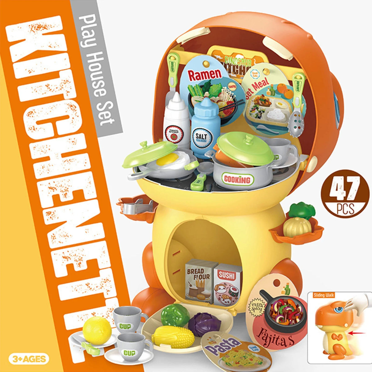 Play House Dinosaur Storage Set Cooking Toy Kitchen Set With Play Food R75614