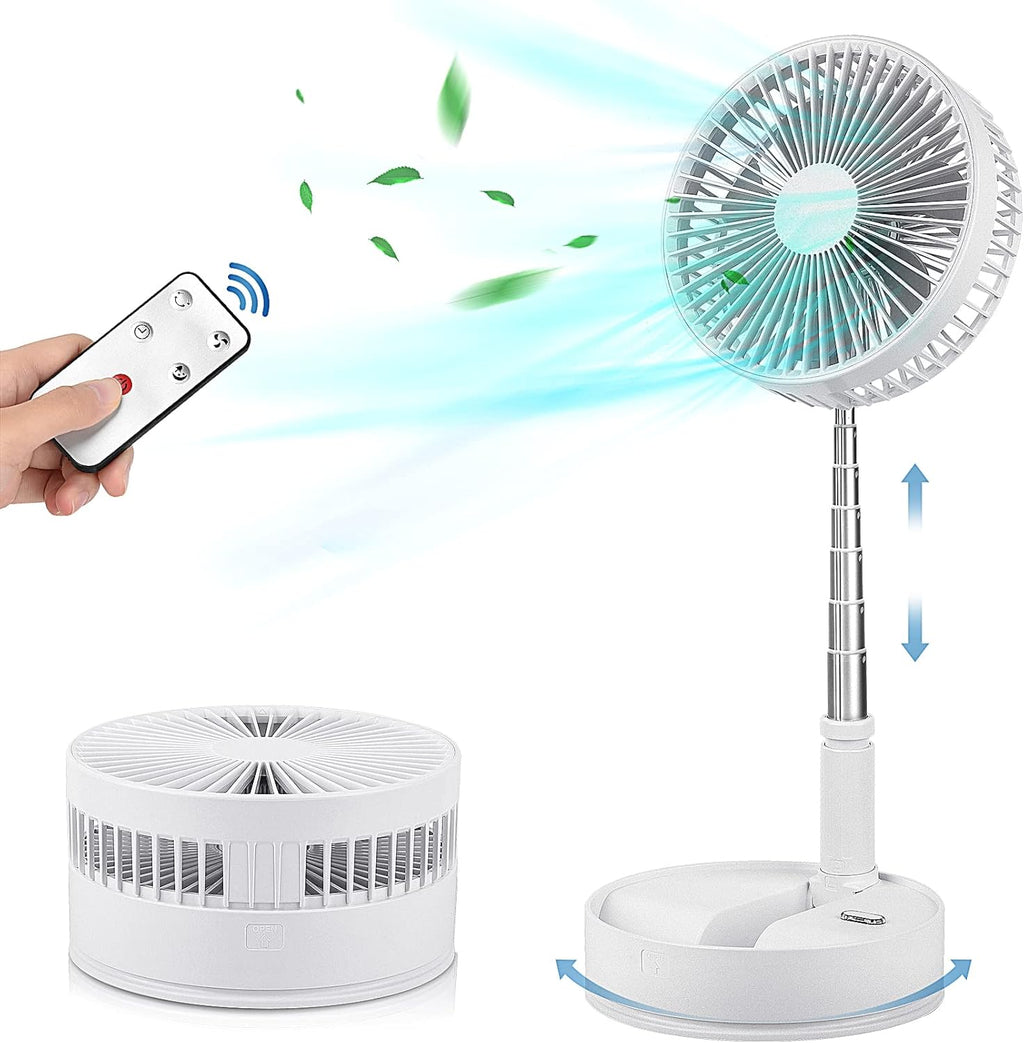 Portable Oscillating Standing Fan with Remote Controller, 7.8 Foldable Desk Fan, 7200mah Rechargeable & USB Quiet, Mini Folded Floor Fan D490226