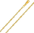 14K Yellow Gold 2mm Singapore Pendant Chain Diamond Cut Rope Link Necklace W44576