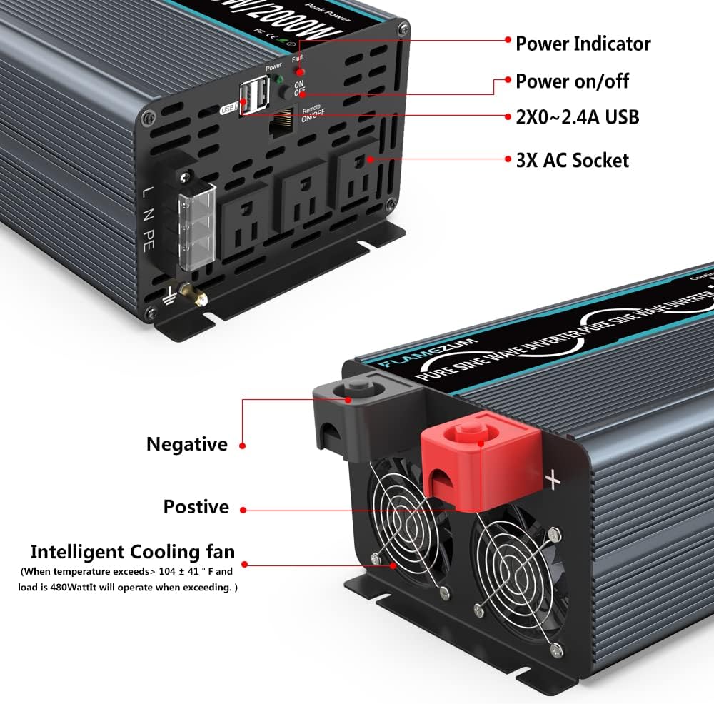 1000W Pure Sine Wave Inverter 12V to 110V Q18894