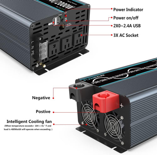 1000W Pure Sine Wave Inverter 12V to 110V Q18894