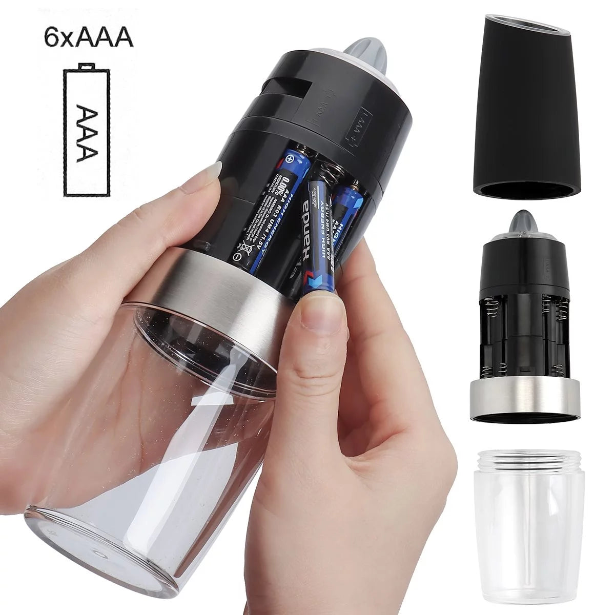 2 Pack Electric Salt and Pepper Grinder Set with Adjustable Coarseness O8877
