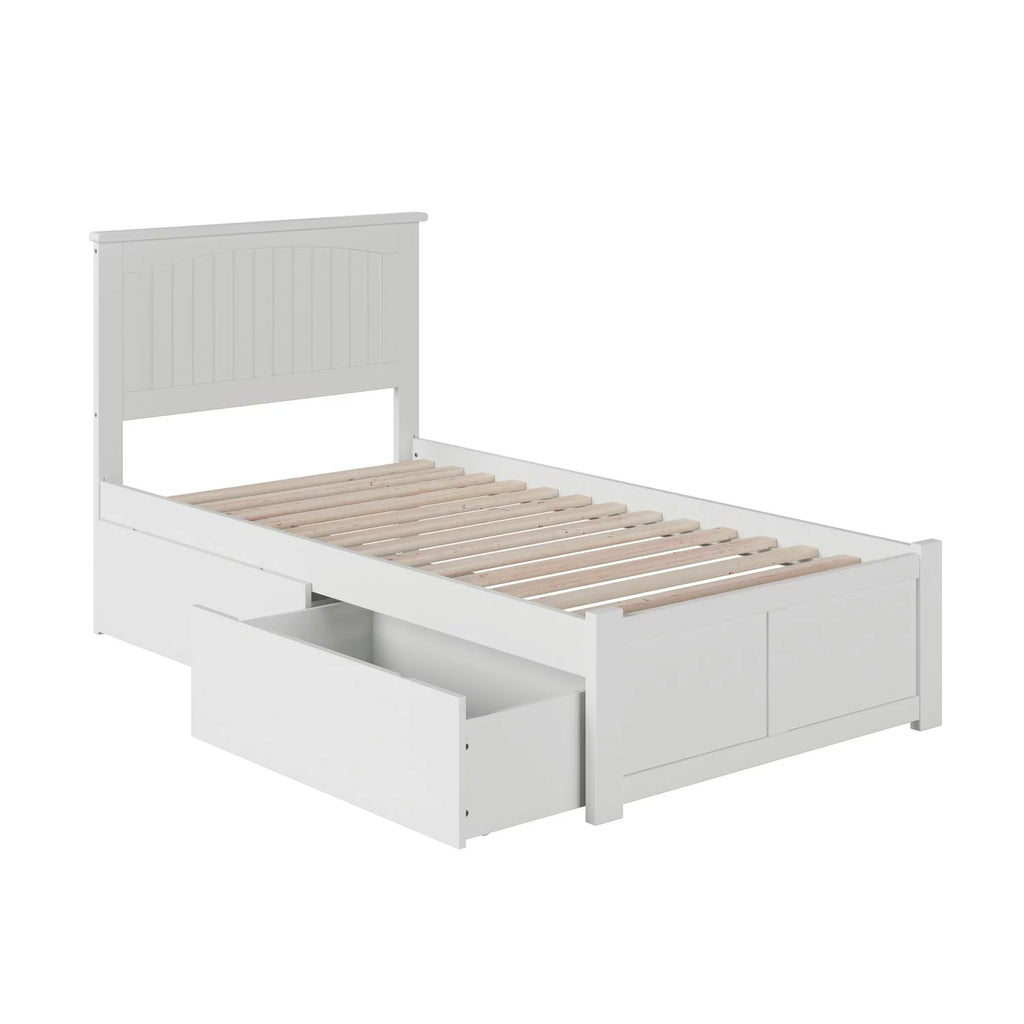 White Painted Twin XL Platform Bed with Storage Drawers X735