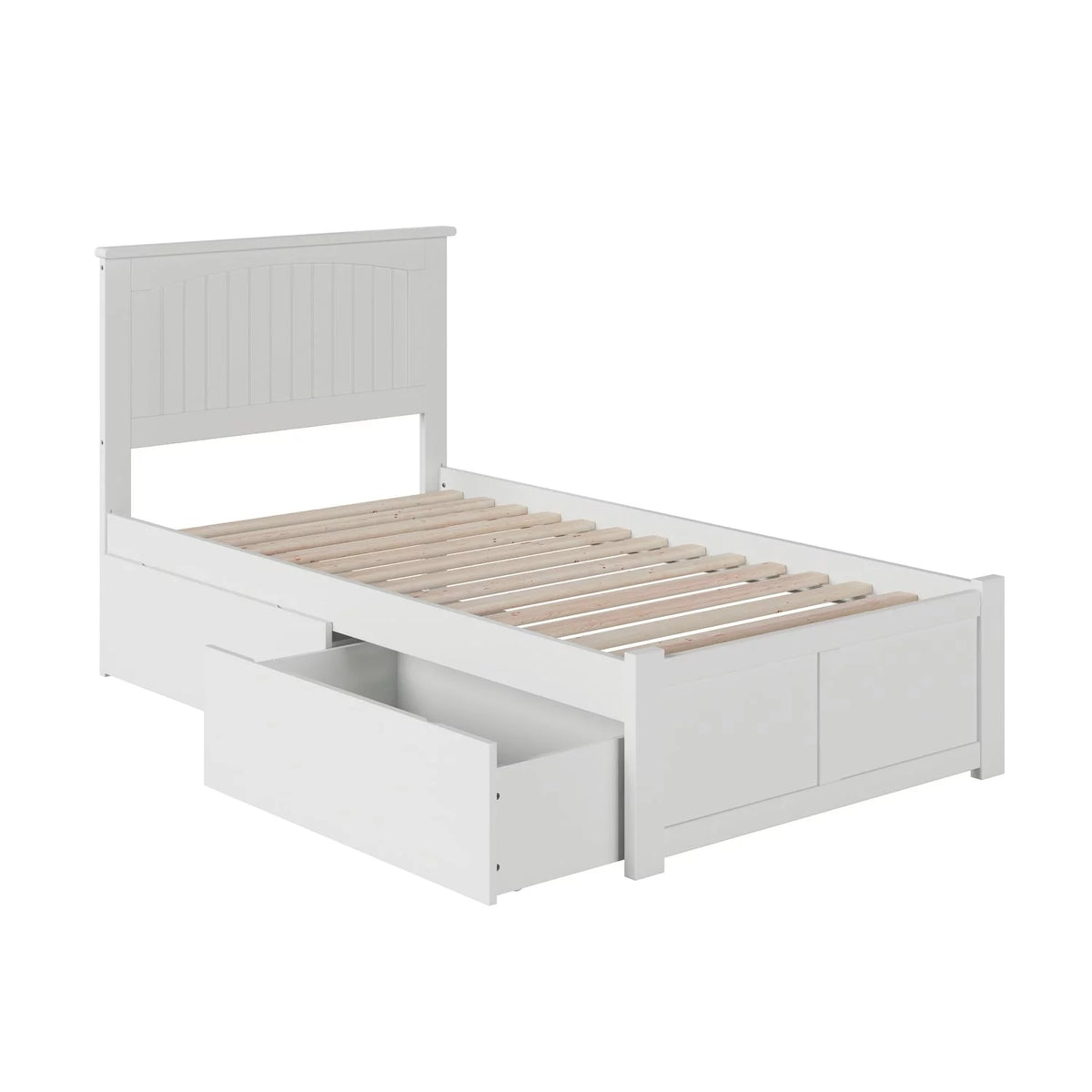 White Painted Twin XL Platform Bed with Storage Drawers X735