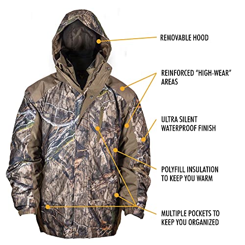 Men’s 3-in-1 Insulated Camo Hunting Parka, Waterproof, Removable Hood Q24866