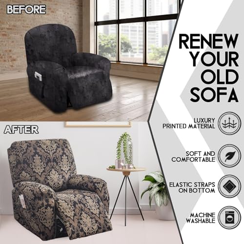 4-Pieces Non Slip Recliner Slipcovers with Arms Y7051