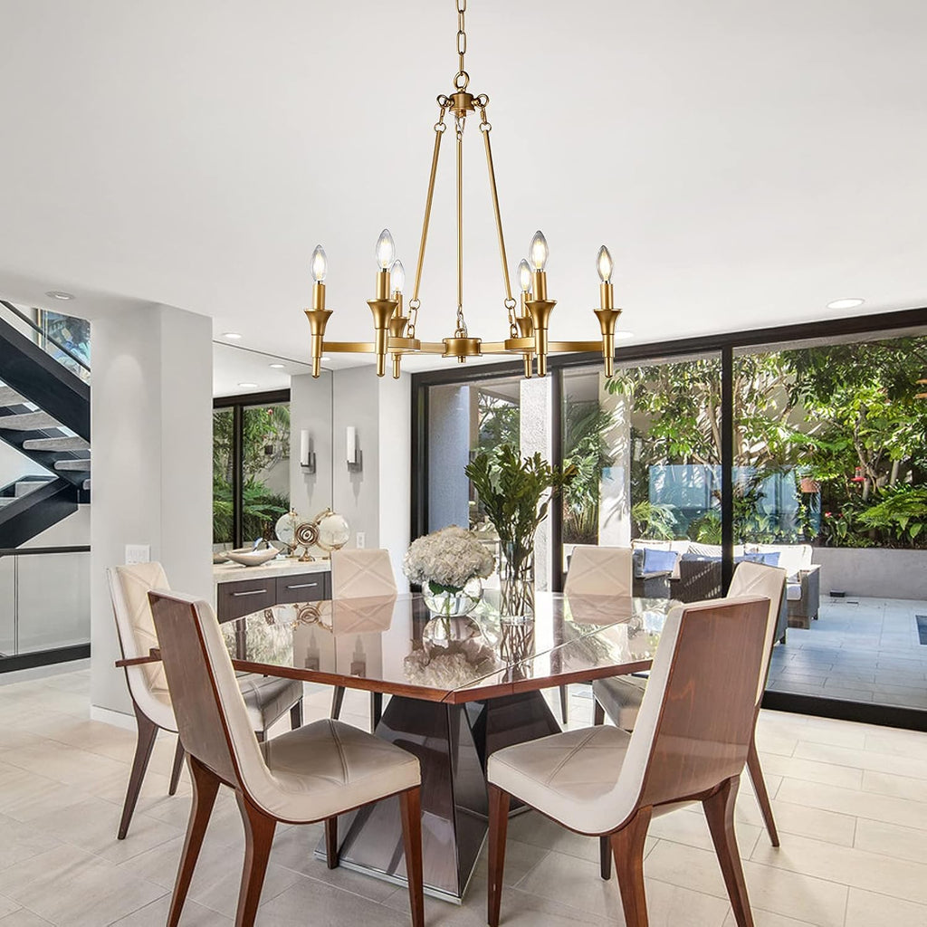 6-Lights Gold Candle-Style Chandelier W79832