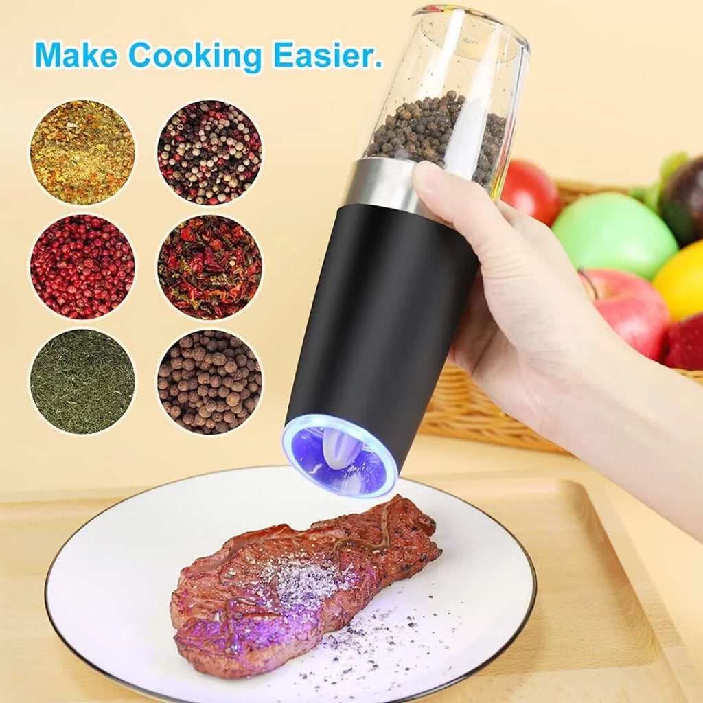 2 Pack Electric Salt and Pepper Grinder Set with Adjustable Coarseness O8877
