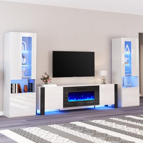 Entertainment Center with Fireplace and 2 Bookshelves, TV Stand for TVs Up to 80in K215819
