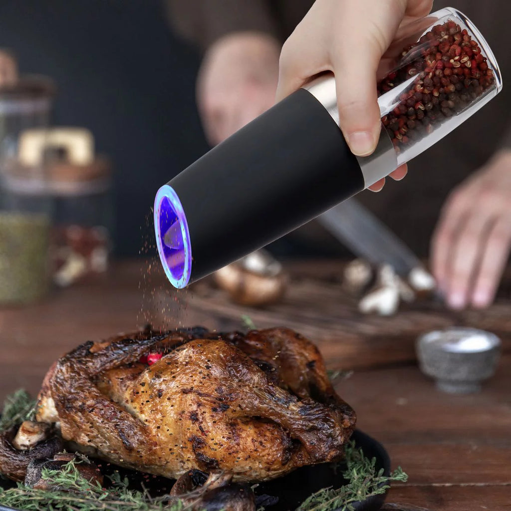 2 Pack Electric Salt and Pepper Grinder Set with Adjustable Coarseness O8877