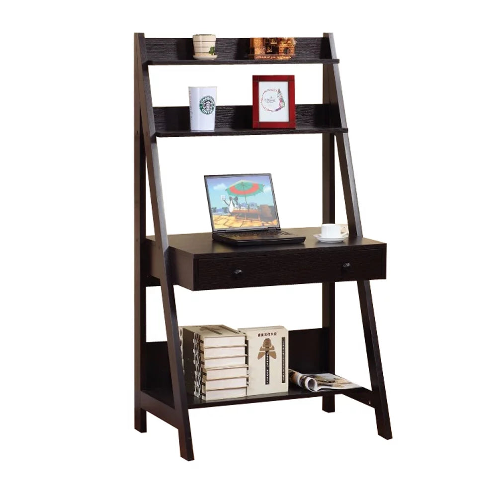 Brown Ladder Desk with 3 Shelves and 1 Drawer B25039