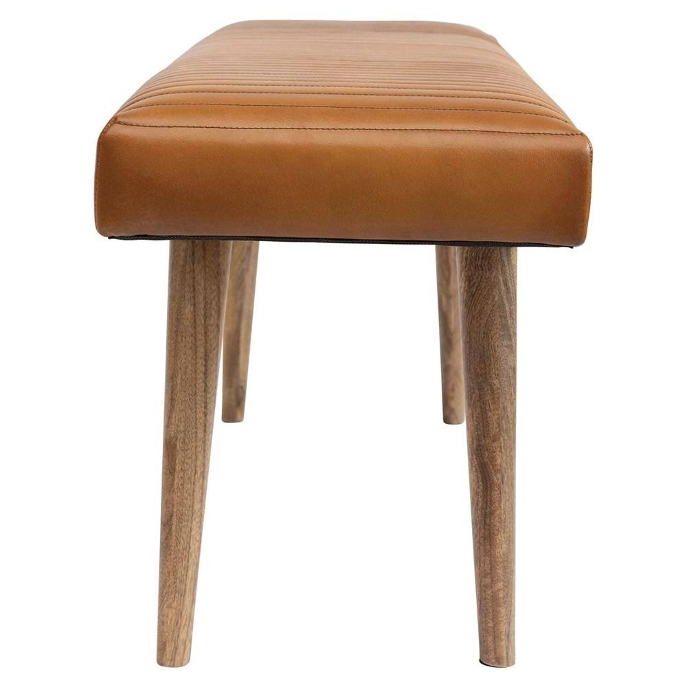 Mango Wood Goat Leather Bench C997147