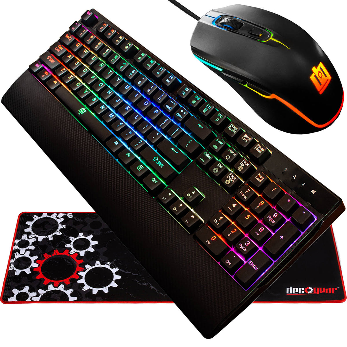 Mechanical 104 Key RGB Keyboard with RGB Gaming Mouse and Extended Mouse Pad E3636
