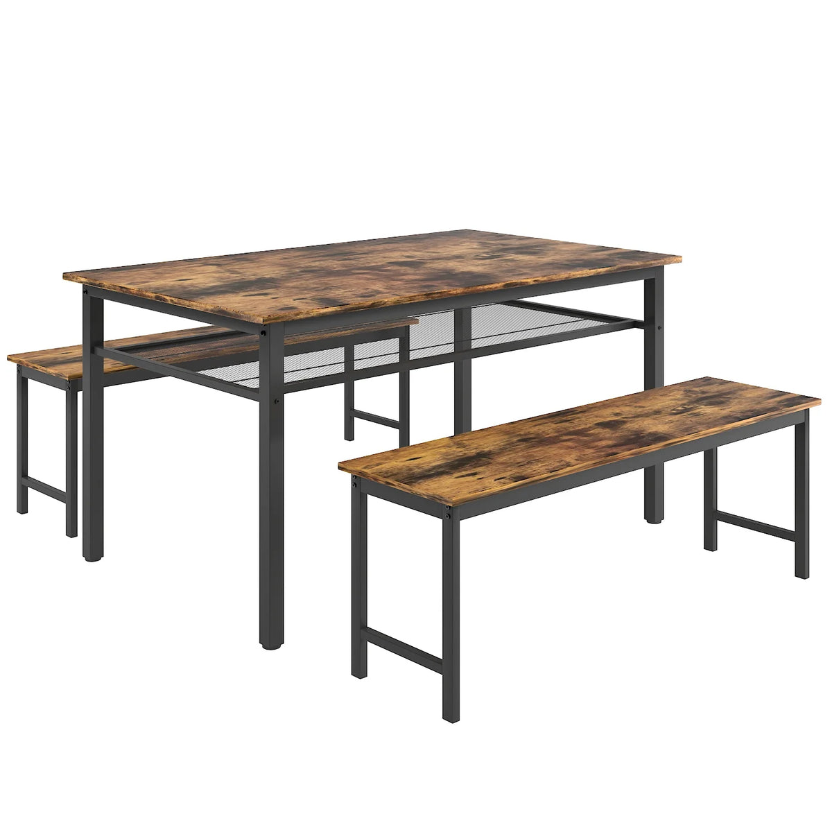 3-Piece 43 Inch Farmhouse Dining Table Set with 2 Benches I98317