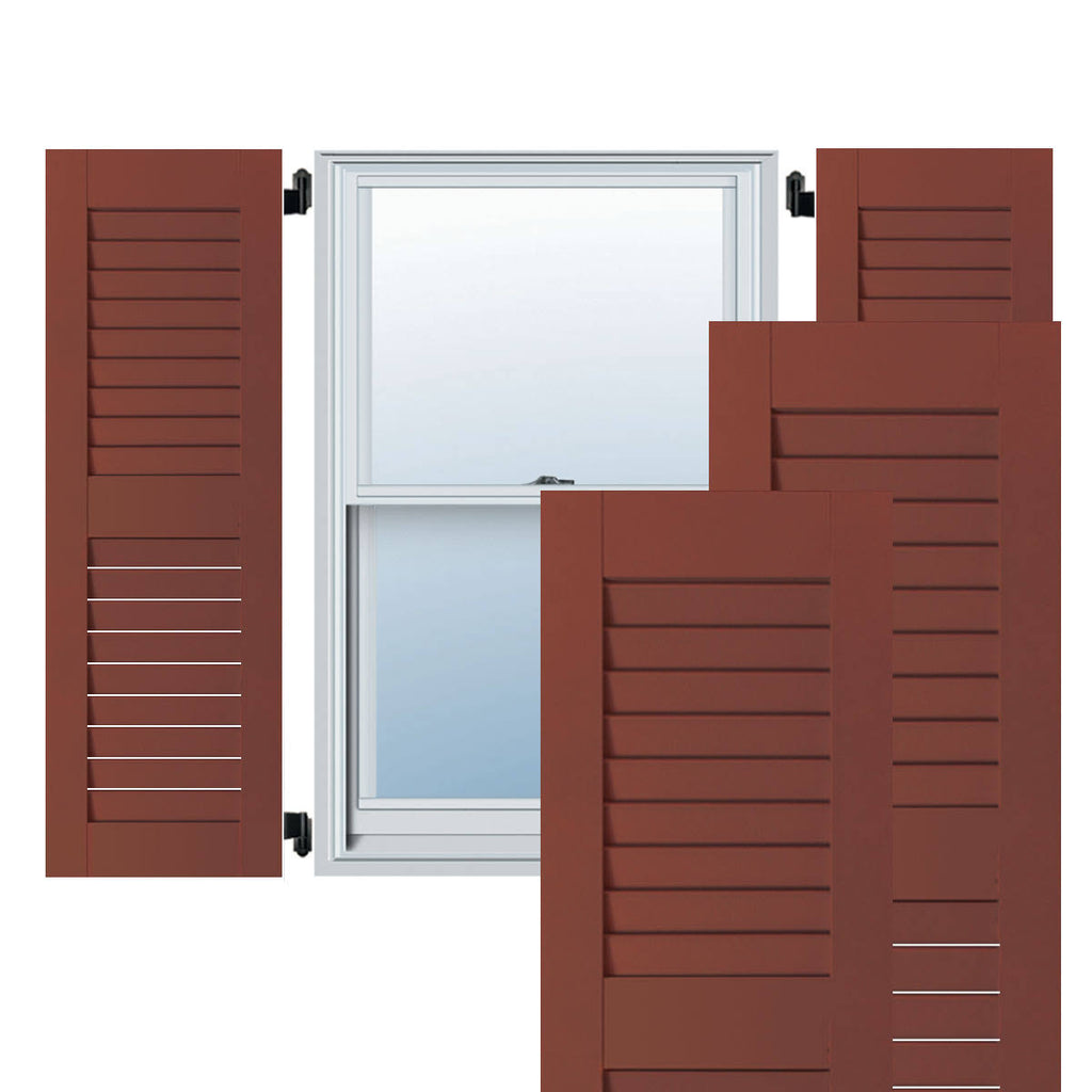 18 in. x 25 in. Real Wood Western Red Cedar Louvered Shutters Pair R664104