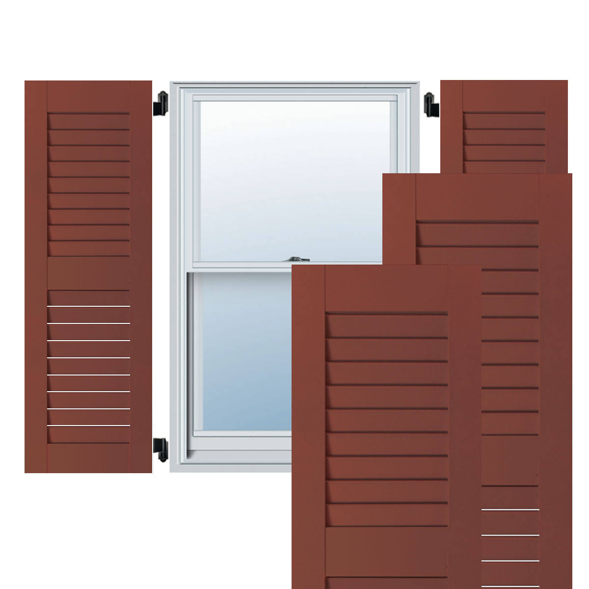 18 in. x 25 in. Real Wood Western Red Cedar Louvered Shutters Pair R664104
